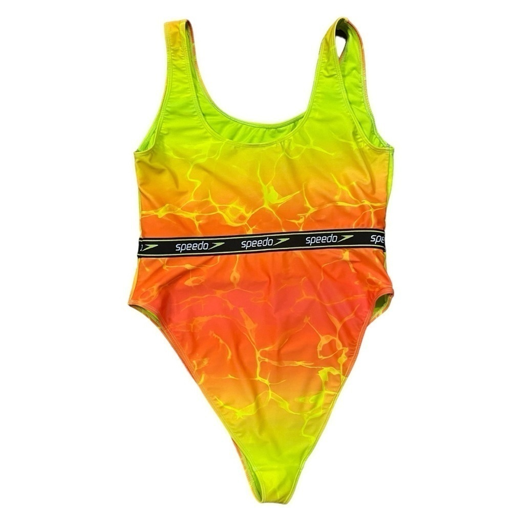 Forever 21 Plus Speedo Collab Neon Green Orange One Piece Swimsuit Size 2X